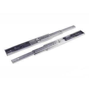 Mecanismo de guía telescópica Häfele con freno y amortiguación para cajones.