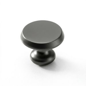 Pomo de mueble circular plano en acabado negro mate modelo Huaraz de diseño moderno.