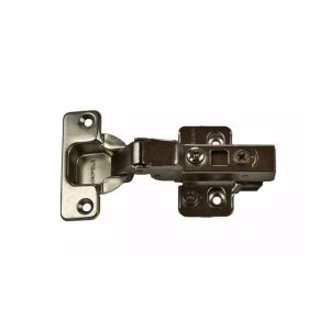 Bisagra de cazoleta 35mm curva codo 9 marca Häfele con sistema de amortiguador soft-close para muebles.
