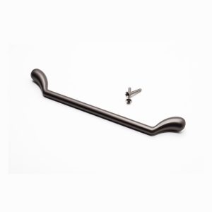 Tirador de mueble lineal con bases en forma de gota en acabado negro grafito mate modelo Gota, diseño industrial de perfil bajo