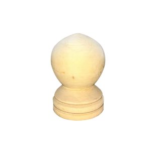Puntero común de madera de pino torneada al natural en forma de perilla ojival para terminación de barrotes.